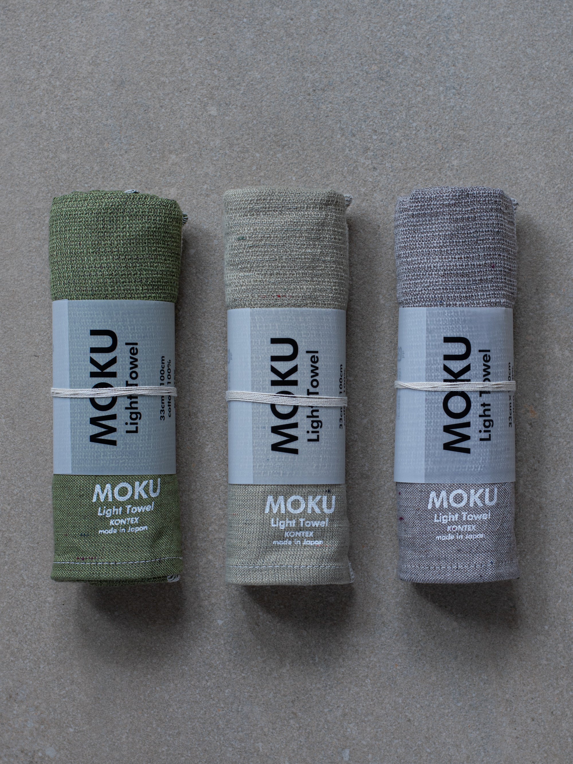 Kontex Moku Light Towel Medium Green Khaki Grey Mujo Store