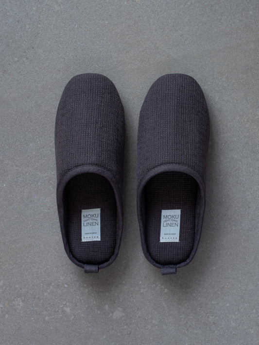 Moku Linen Room Slippers - Charcoal