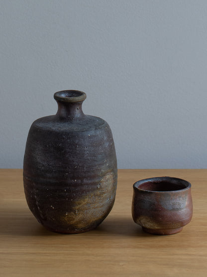 Antique Bizen Ware Sake Set 2