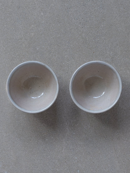 Antique Ceramic Cups - Light Grey (Set of 2)