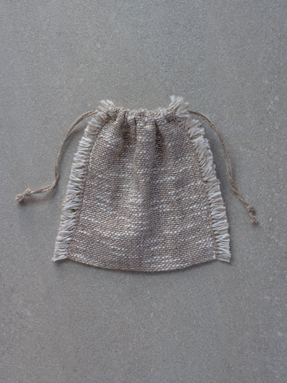 Handwoven Drawstring Bag - Linen/Wool