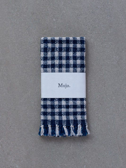 Handwoven Face Towel - Indigo Check (Wholesale)