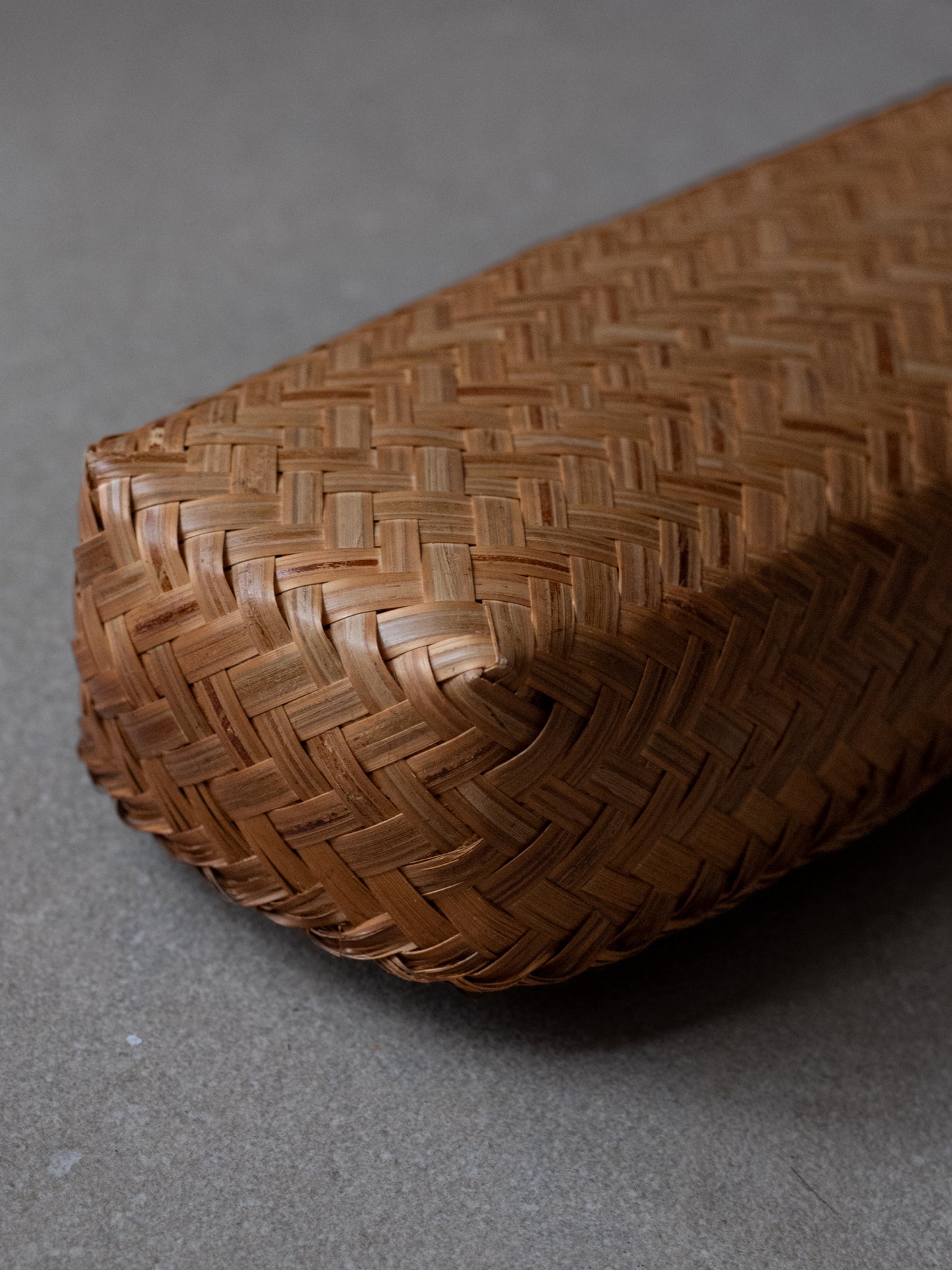 Smoked Lidded Bamboo Basket - Long