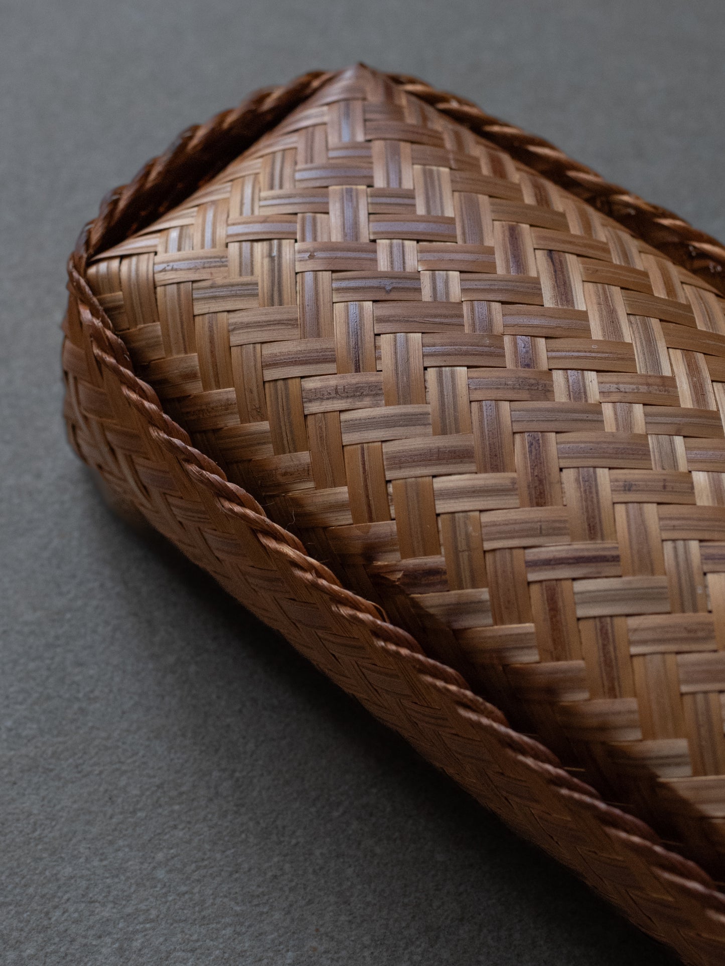 Smoked Lidded Bamboo Basket - Long